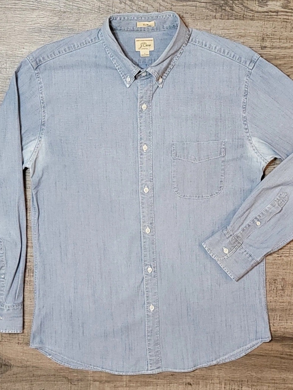 J. Crew Men's Light Blue Denim Button-Down Shirt